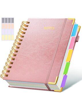 Spiral Hardcover Notebook with Removable Dividers, 300 Pages, A5 Lined Journal